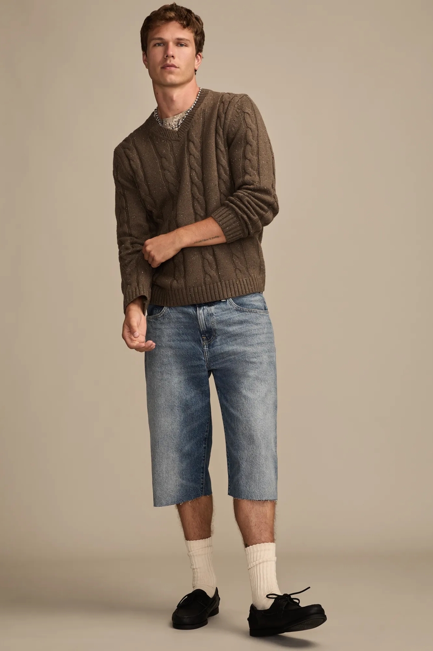 V-Neck Cable Sweater, image 5