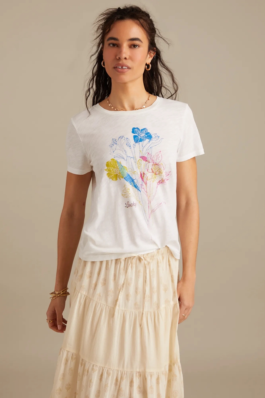 LINEAR MULTI COLOR FLORAL CLASSIC CREW, image 1