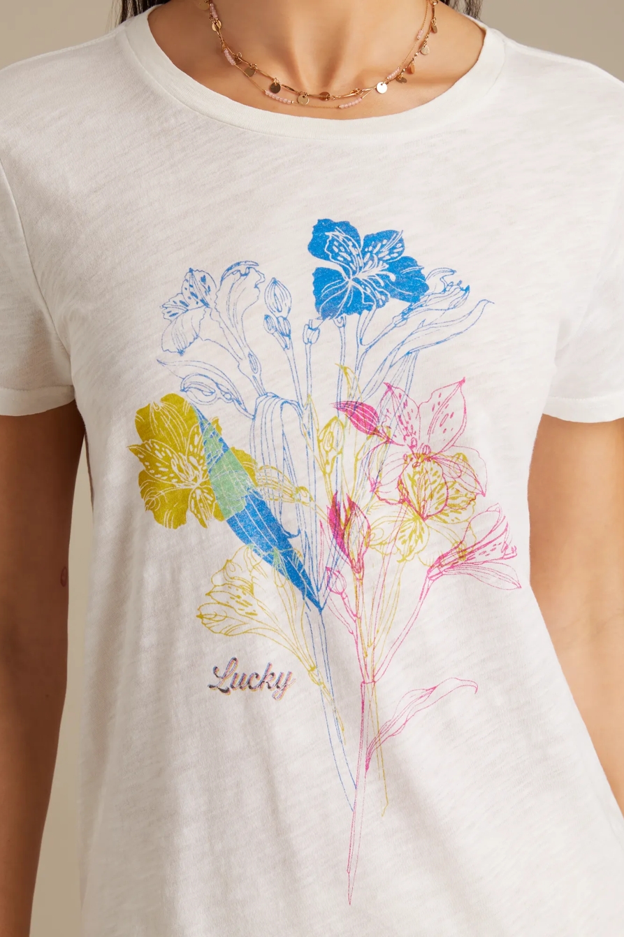 LINEAR MULTI COLOR FLORAL CLASSIC CREW, image 2