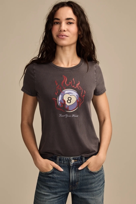 STUDDED EIGHT BALL FLAME CLASSIC CREW, image 1