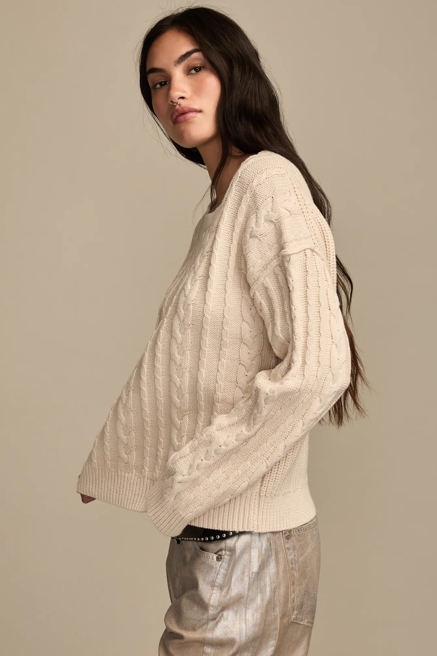 CABLE CREW NECK SWEATER, image 4