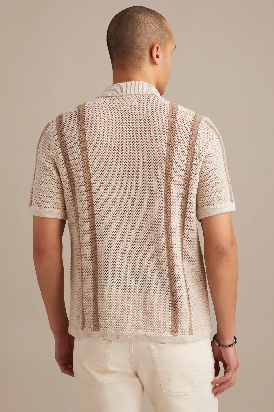 BORDER STRIPE BUTTON DOWN SWEATER, image 3