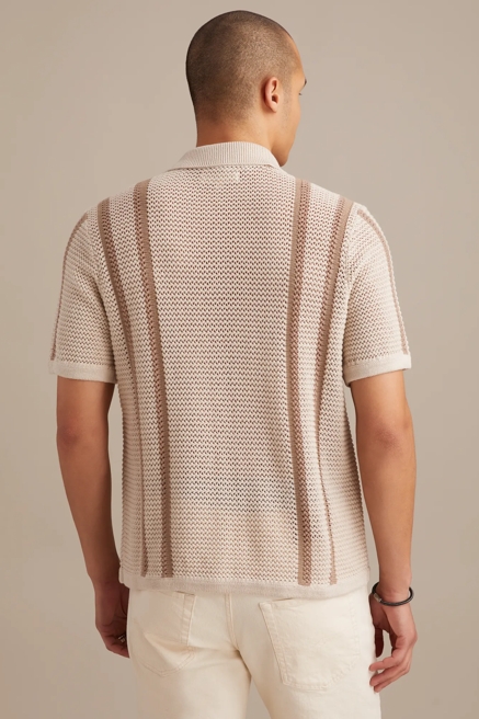 BORDER STRIPE BUTTON DOWN SWEATER, image 3