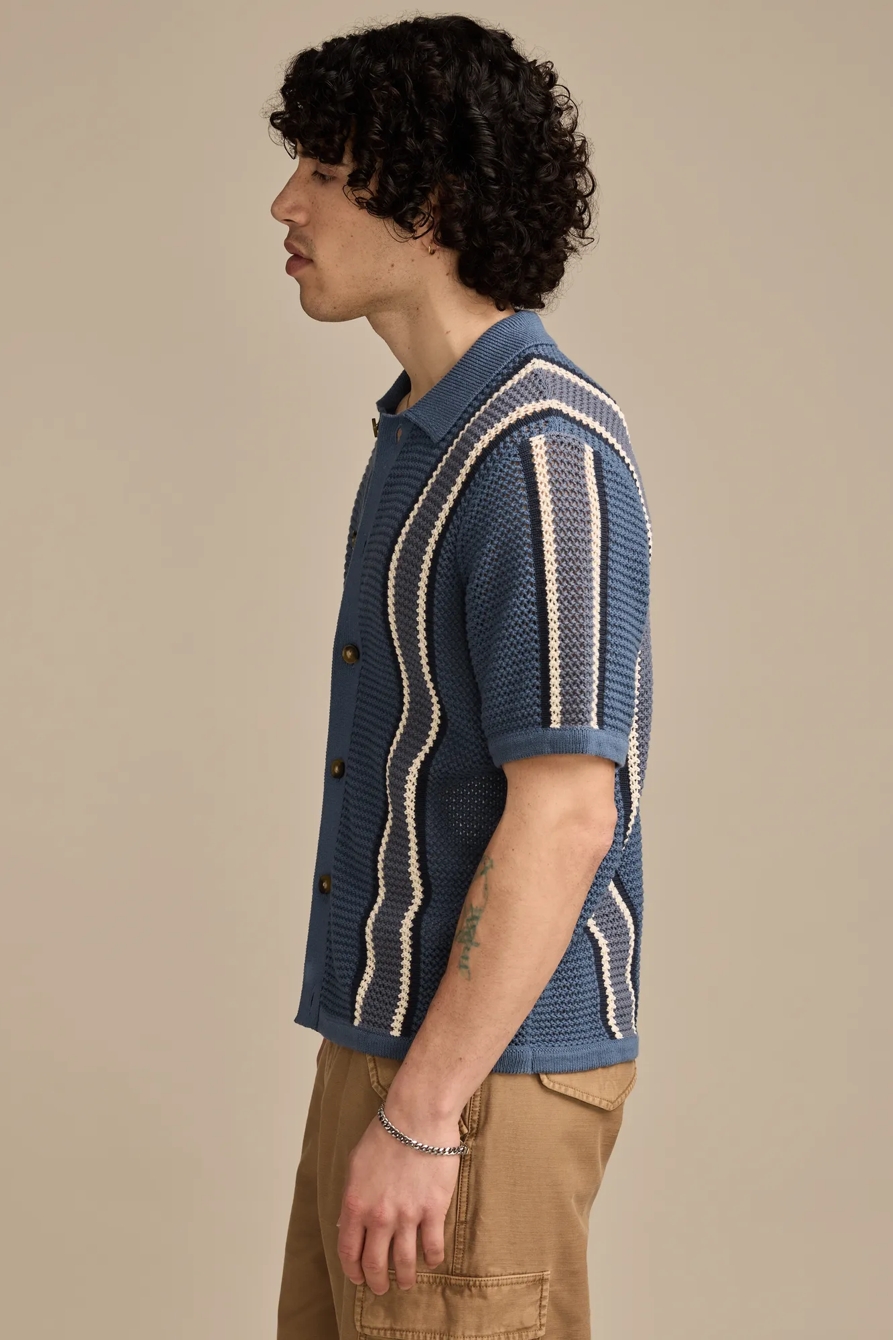 BORDER STRIPE BUTTON DOWN SWEATER, image 4