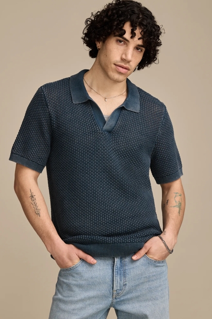 JOHNNY COLLAR POINTELLE SWEATER POLO, image 1