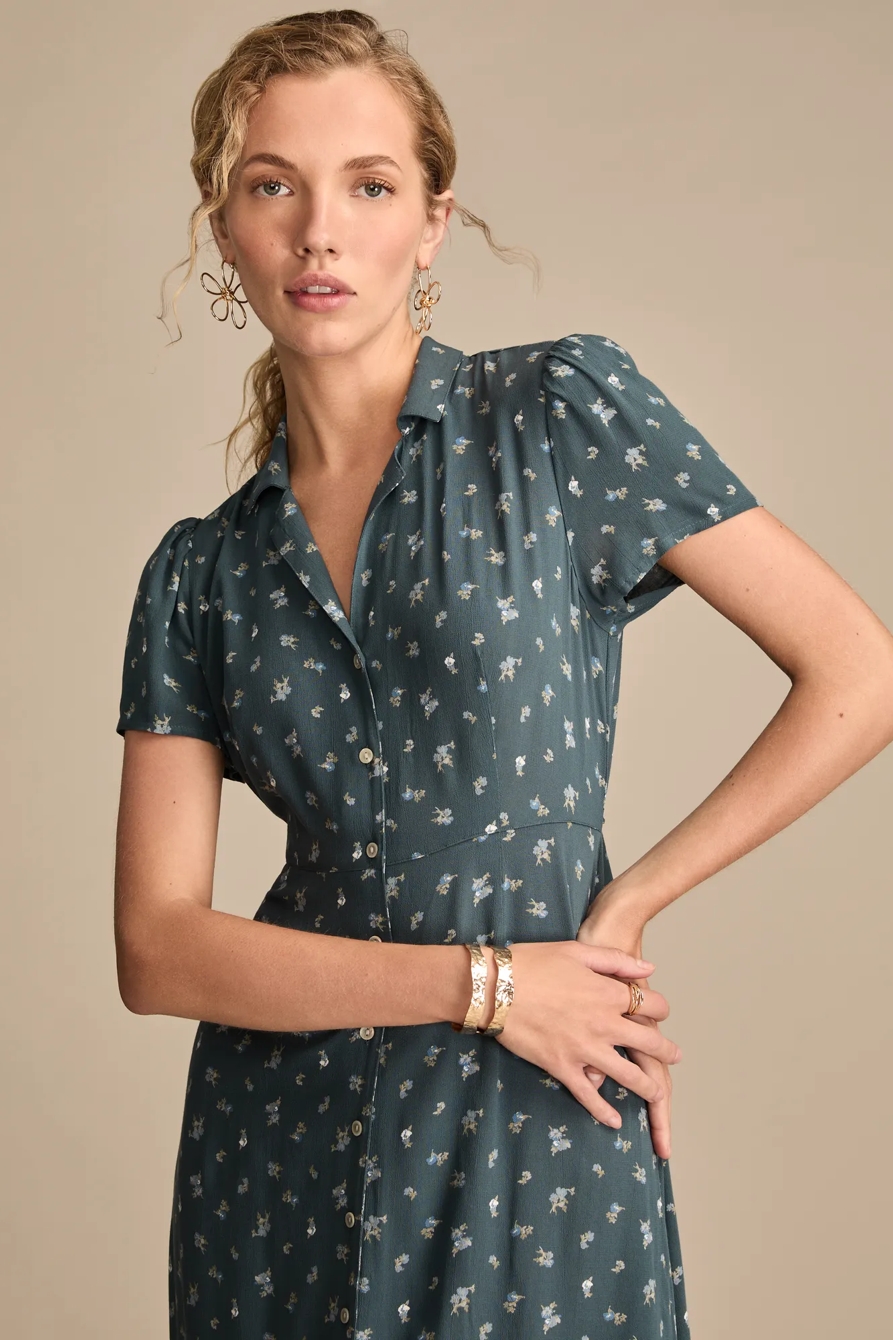 COLLARED BUTTON THROUGH MIDI DRESS, image 4