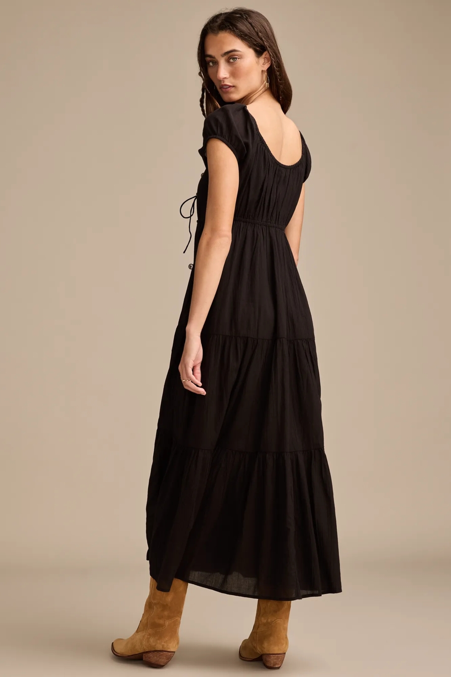 BUTTON FRONT TIERED MIDI DRESS, image 5