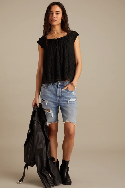 LACE SMOCKED TIE TOP, image 1