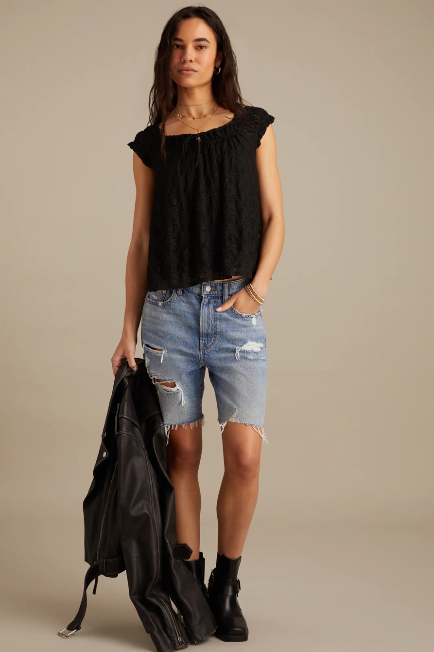 LACE SMOCKED TIE TOP, image 3
