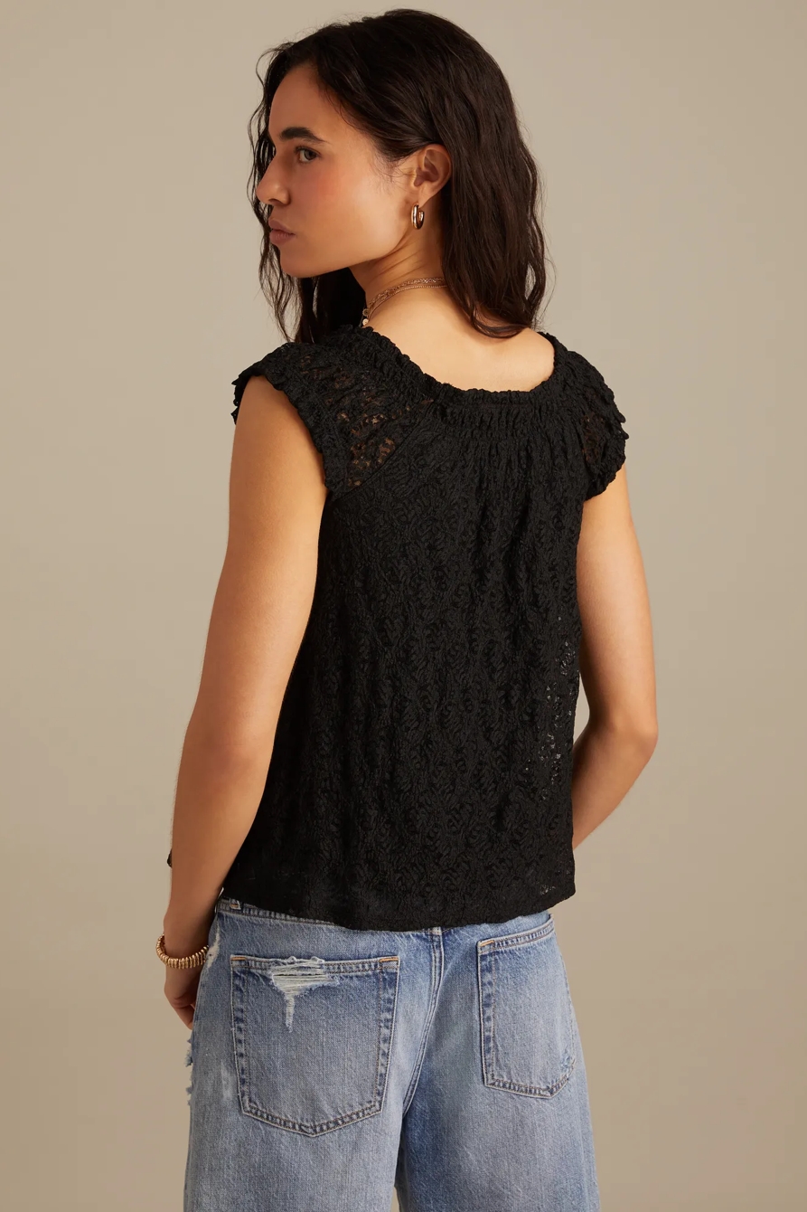 LACE SMOCKED TIE TOP, image 5