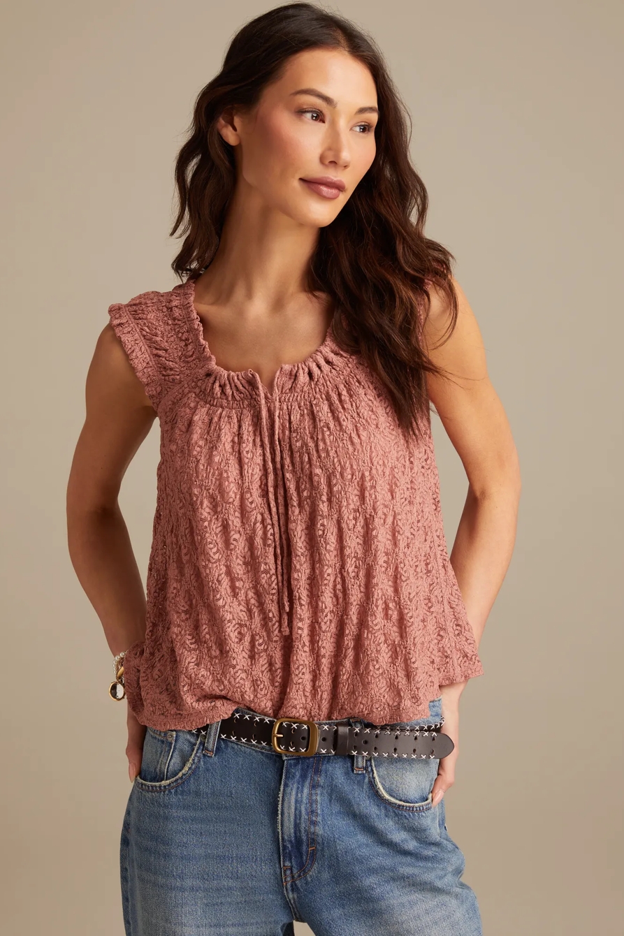 LACE SMOCKED TIE TOP, image 3