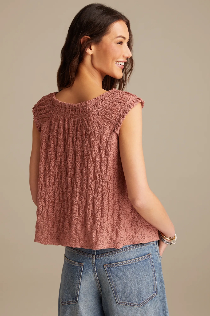 LACE SMOCKED TIE TOP, image 5