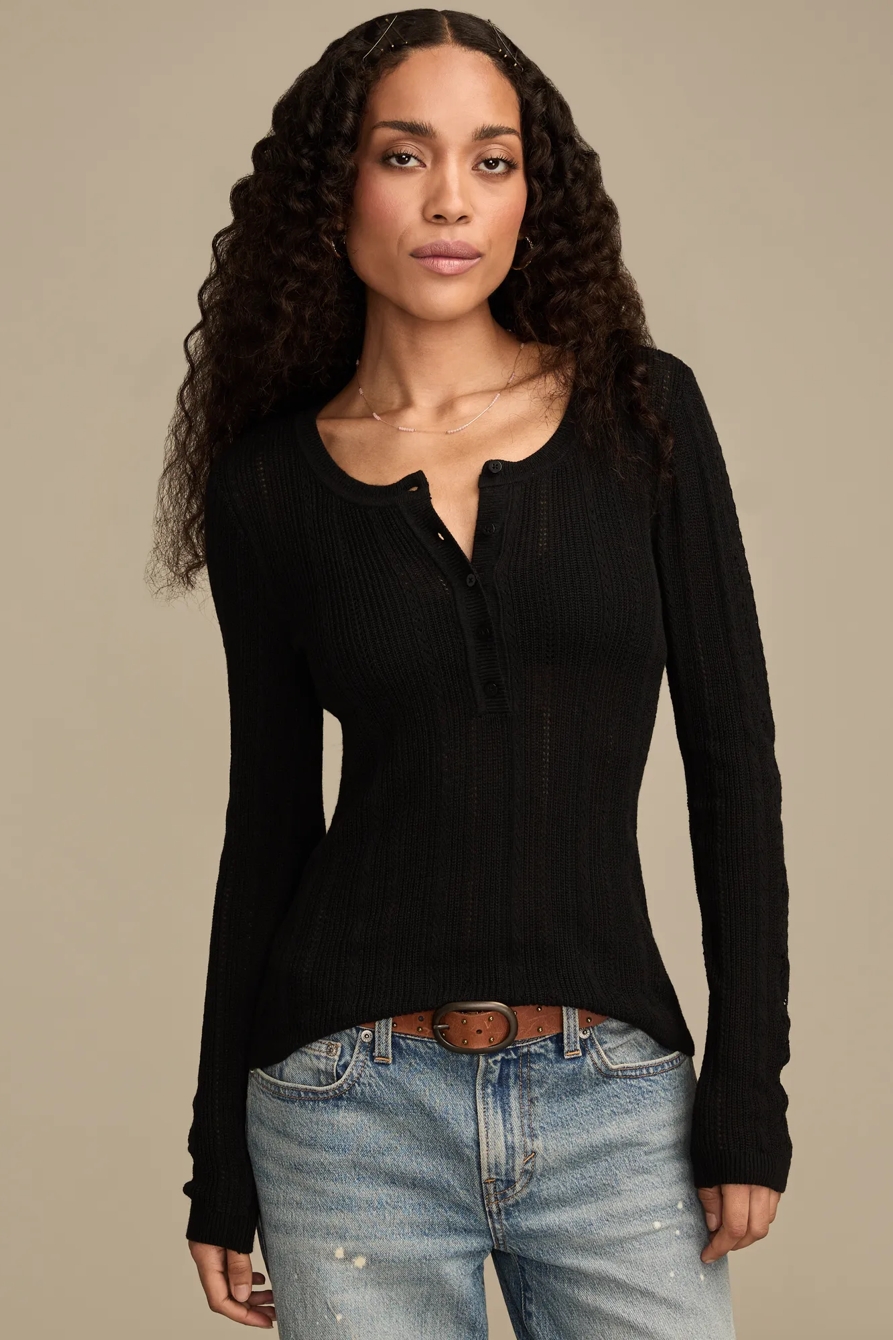 POINTELLE HENLEY SWEATER, image 2