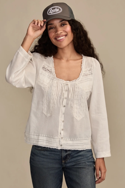 LONG SLEEVE LACE SWING TOP, image 1