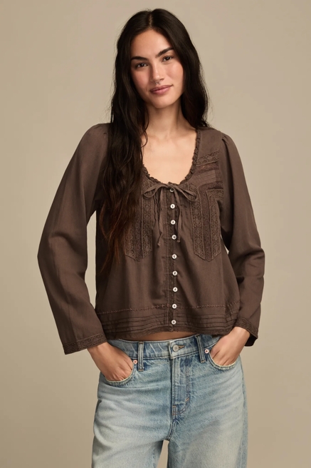 LONG SLEEVE LACE SWING TOP, image 2