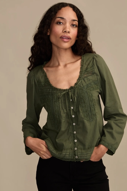 LONG SLEEVE LACE SWING TOP, image 1