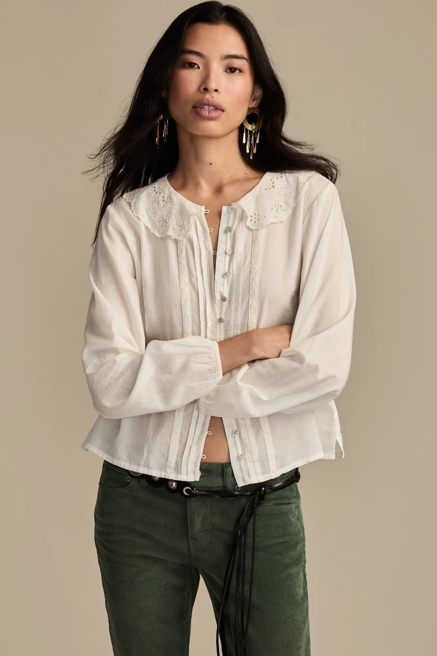 CUTWORK PETER PAN COLLAR TOP, image 1