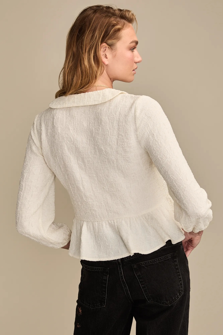 V NECK SHORT SLEEVE PETER PAN TOP, image 3