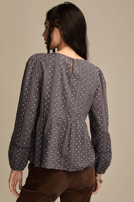 NOVELTY LONG SLEEVE PEPLUM TOP, image 3