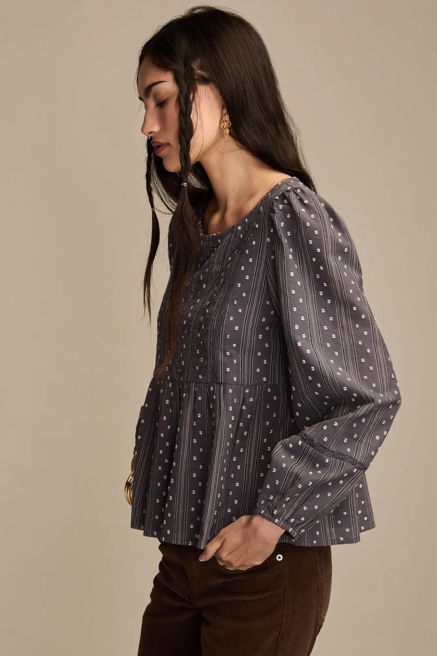 NOVELTY LONG SLEEVE PEPLUM TOP, image 4