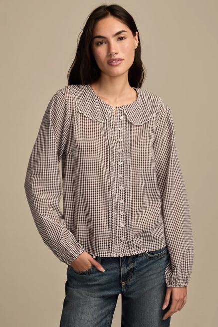GINGHAM PETER PAN COLLAR TOP, image 1