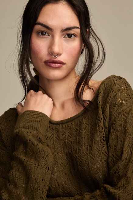 CROCHET SLOUCHY PULLOVER SWEATER, image 2