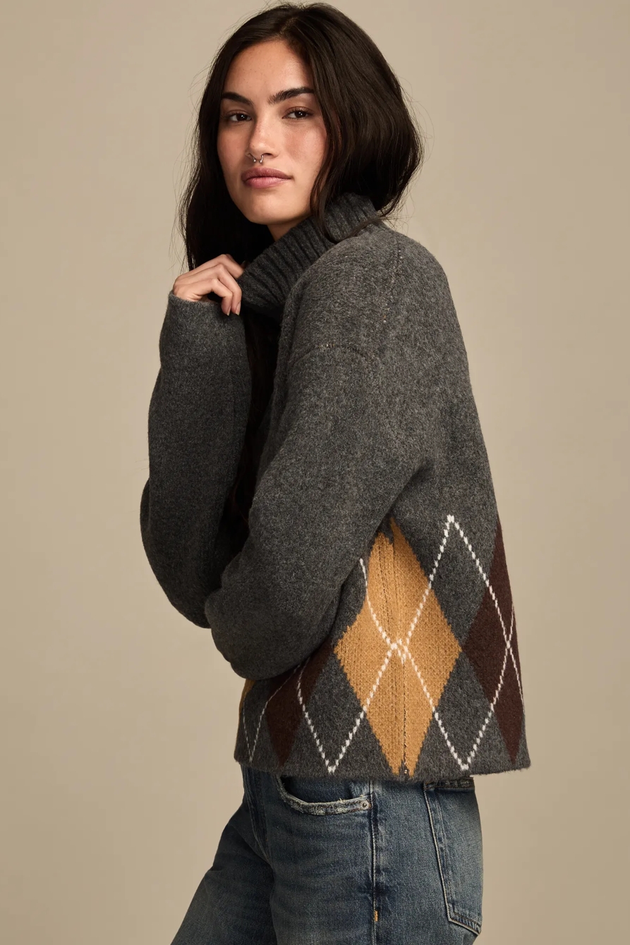 ARGYLE MOCK NECK SWEATER, image 4