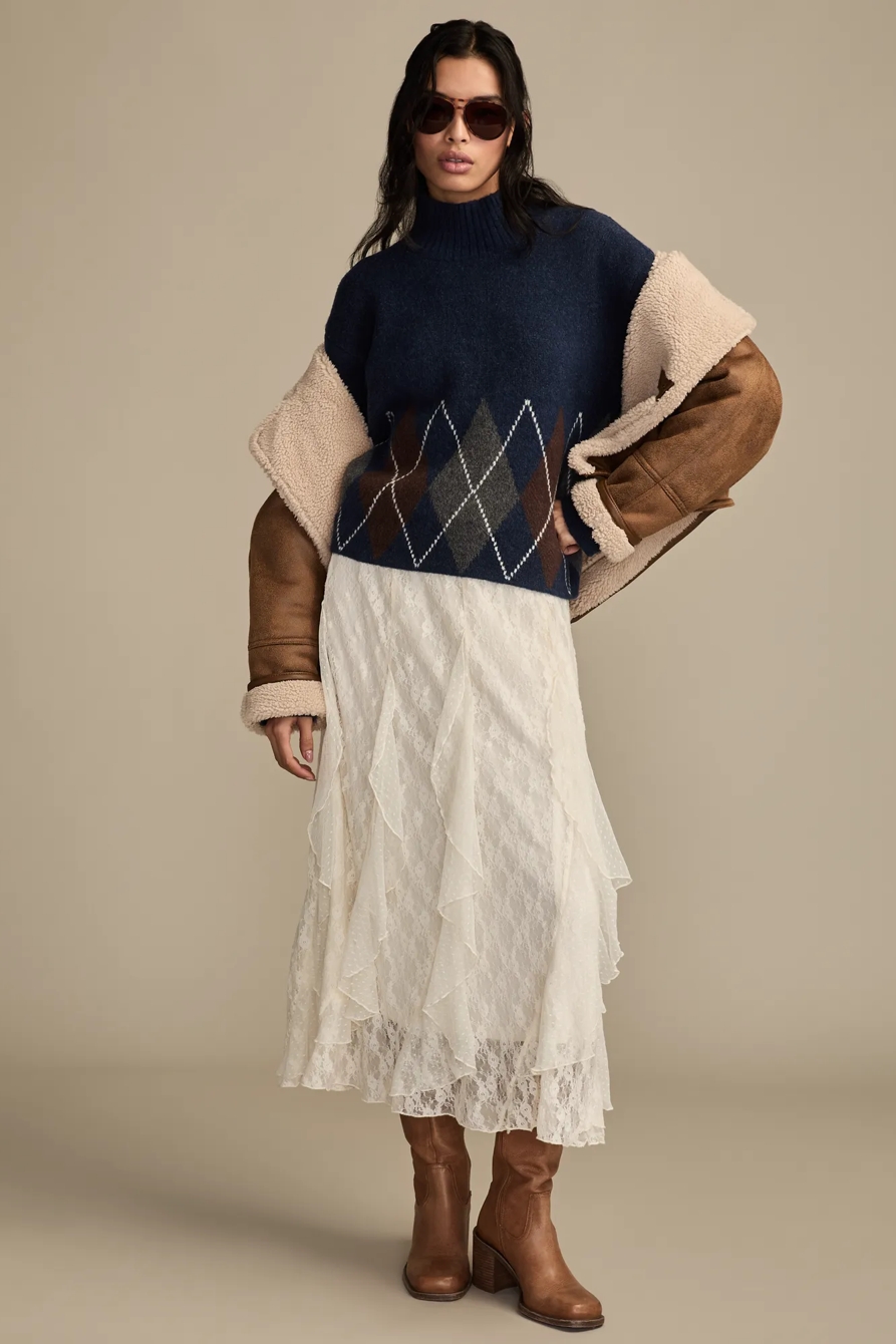 ARGYLE MOCK NECK SWEATER, image 3
