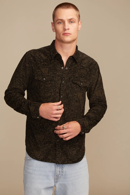 LONG SLEEVE PAISLEY CORDUROY WESTERN SHIRT, image 1