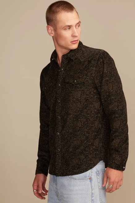 LONG SLEEVE PAISLEY CORDUROY WESTERN SHIRT, image 4