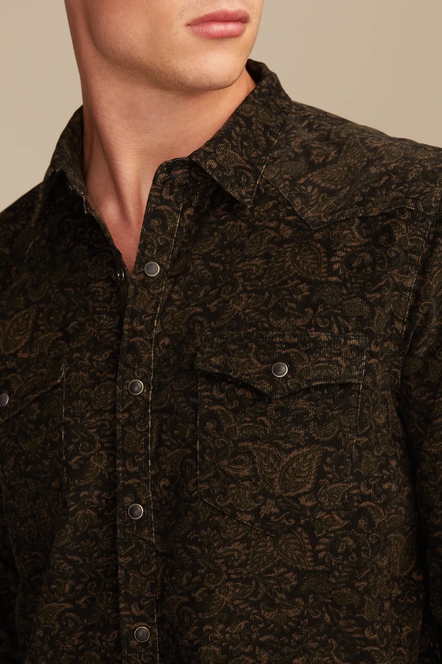 LONG SLEEVE PAISLEY CORDUROY WESTERN SHIRT, image 5