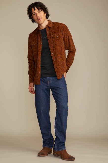 LONG SLEEVE PAISLEY CORDUROY WESTERN SHIRT, image 1