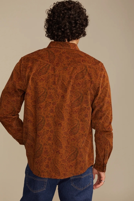 LONG SLEEVE PAISLEY CORDUROY WESTERN SHIRT, image 3