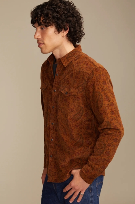 LONG SLEEVE PAISLEY CORDUROY WESTERN SHIRT, image 4