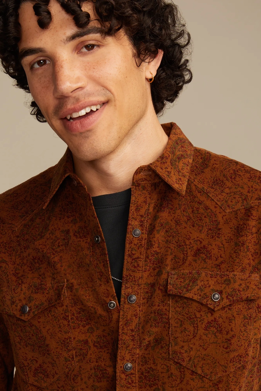 LONG SLEEVE PAISLEY CORDUROY WESTERN SHIRT, image 5