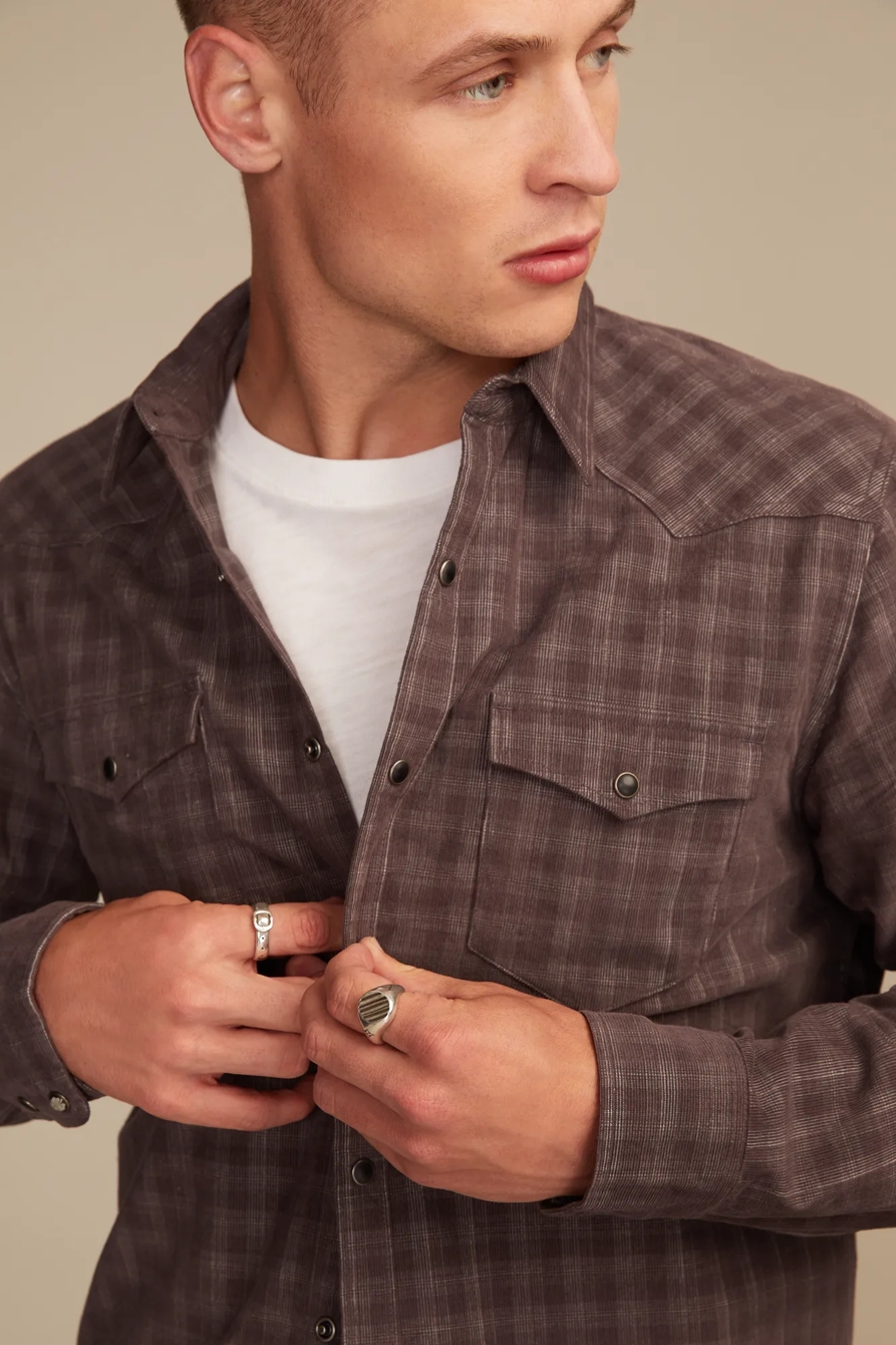 LONG SLEEVE PLAID CORDUROY WESTERN SHIRT, image 2