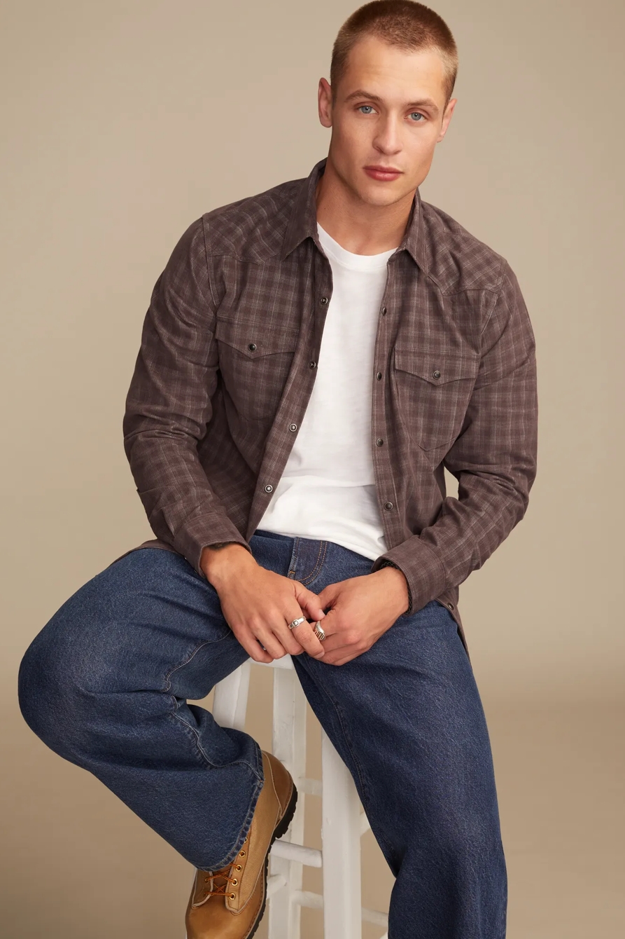 LONG SLEEVE PLAID CORDUROY WESTERN SHIRT, image 3