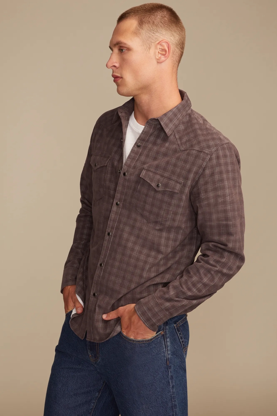 LONG SLEEVE PLAID CORDUROY WESTERN SHIRT, image 4