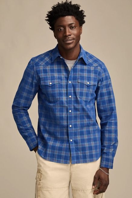 LONG SLEEVE PLAID CORDUROY WESTERN SHIRT, image 1