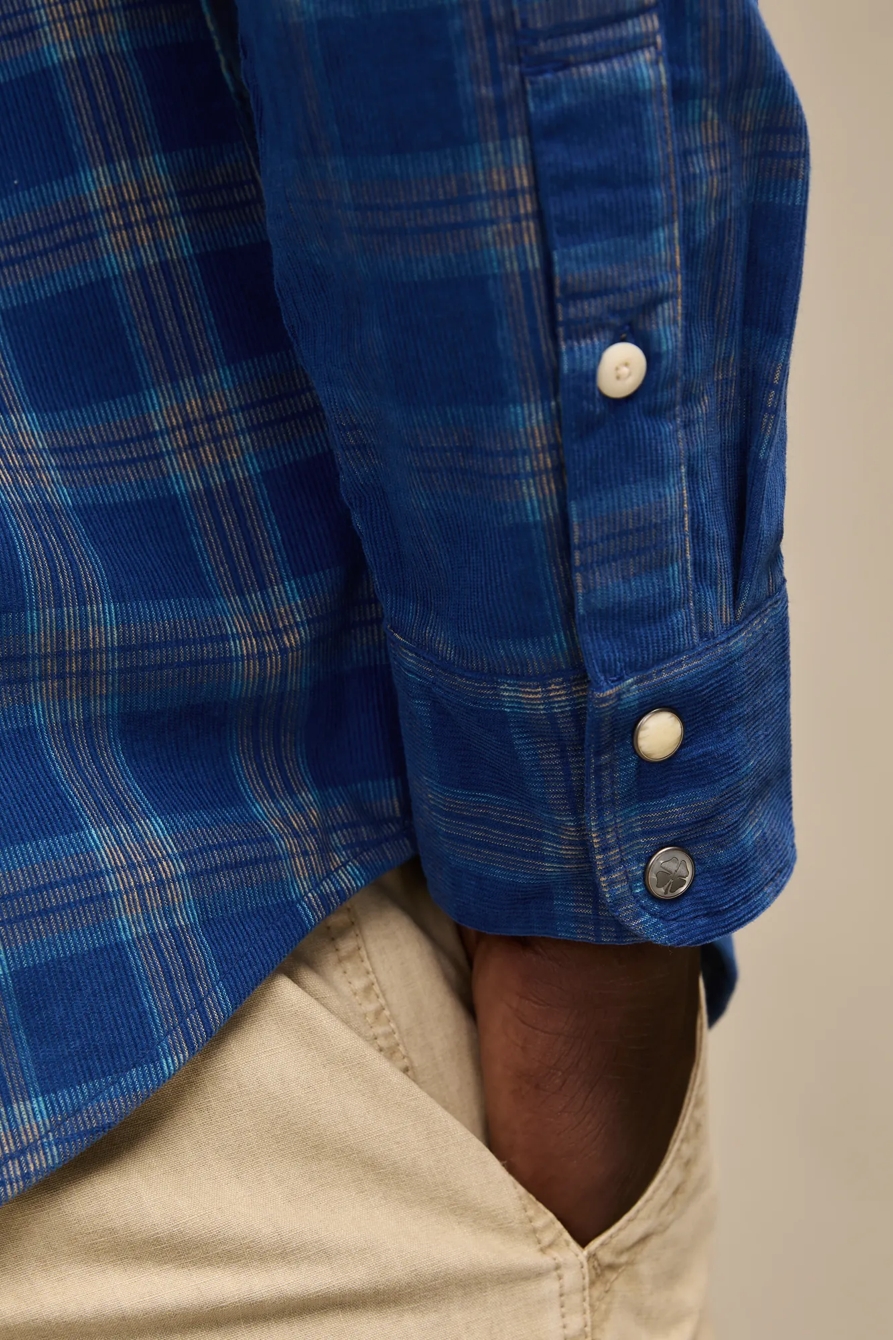 LONG SLEEVE PLAID CORDUROY WESTERN SHIRT, image 4