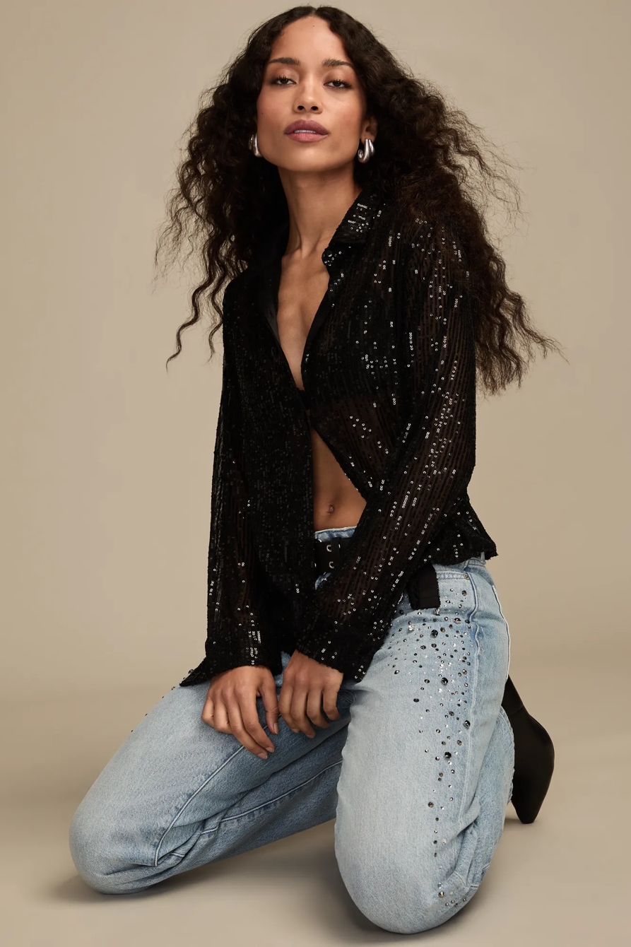 SEQUIN BUTTONDOWN SHIRT, image 6