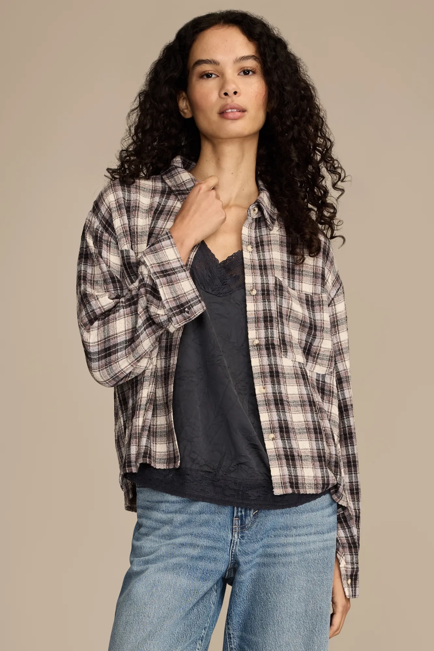 CROPPED PLAID DRAPEY SHIRT, image 2