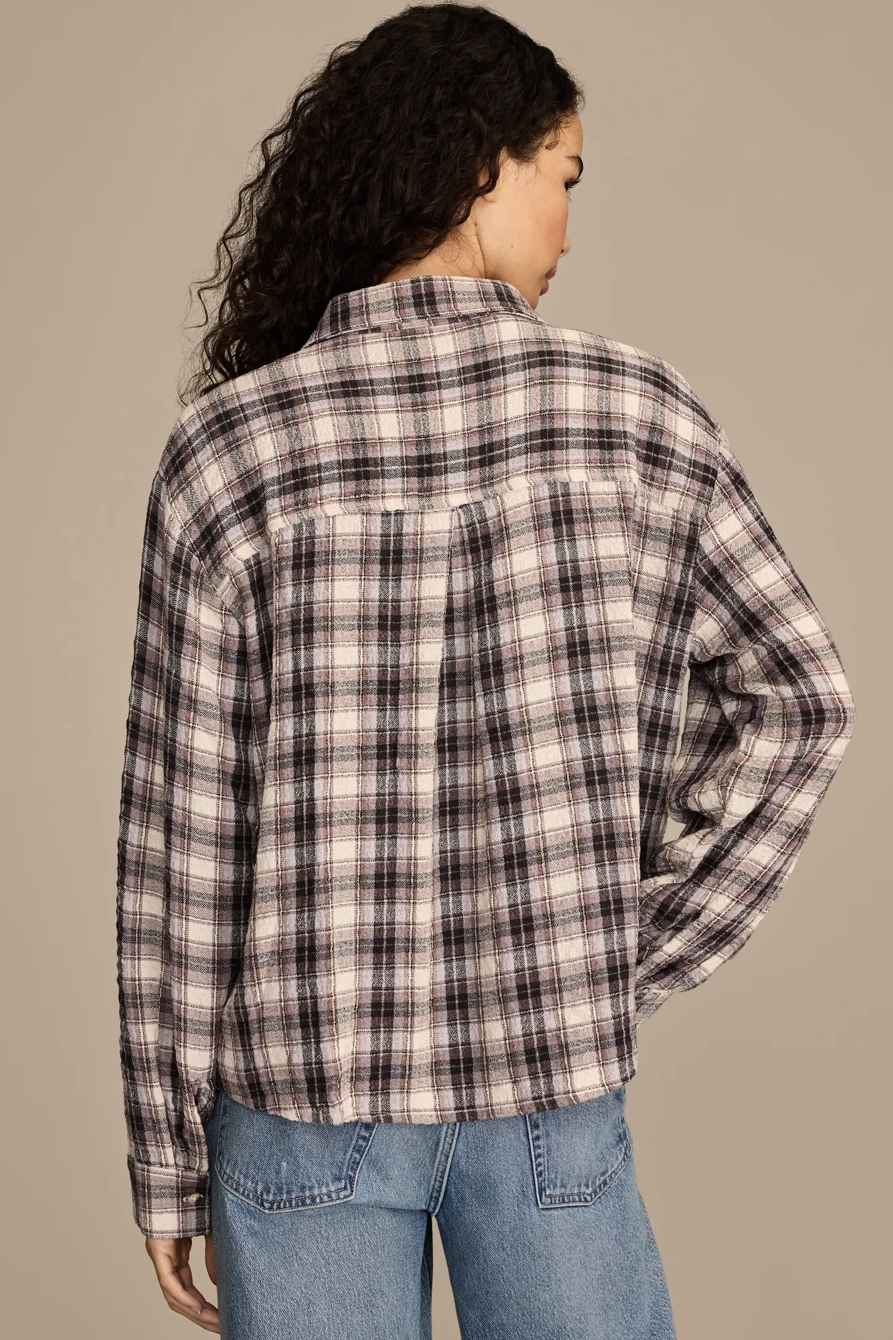 CROPPED PLAID DRAPEY SHIRT, image 3
