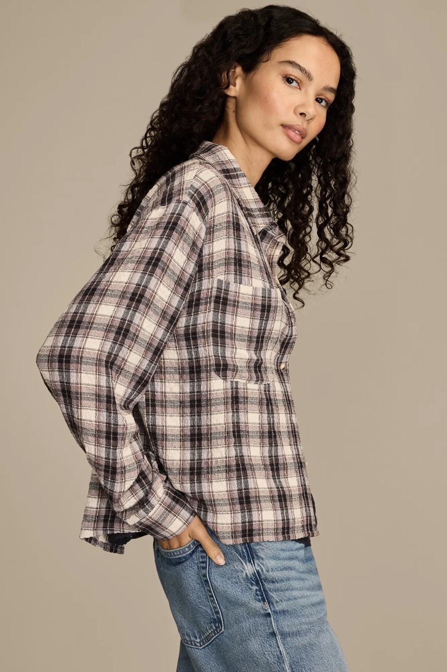 CROPPED PLAID DRAPEY SHIRT, image 4