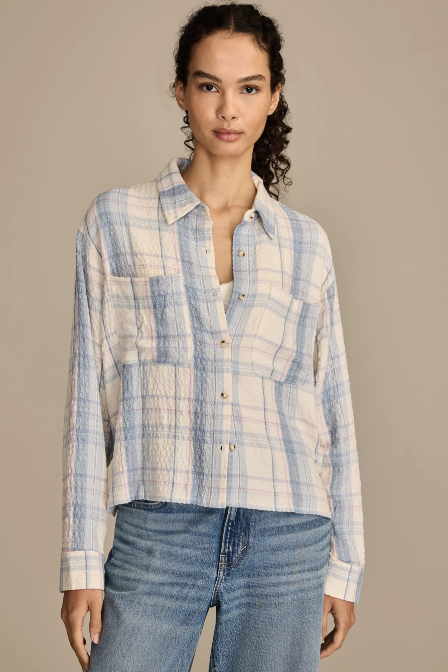 CROPPED PLAID DRAPEY SHIRT, image 2