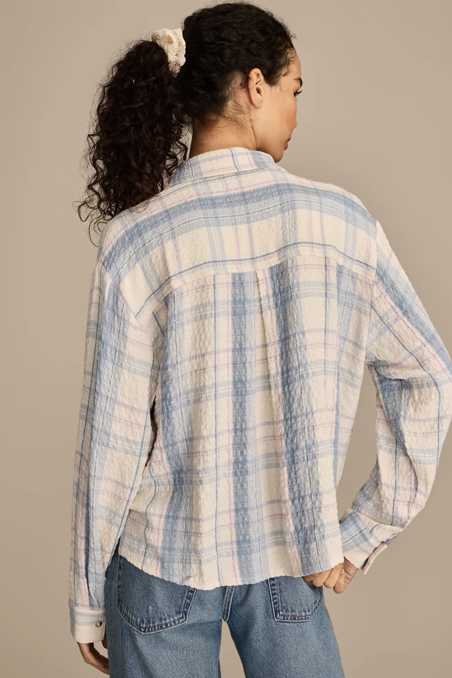 CROPPED PLAID DRAPEY SHIRT, image 3