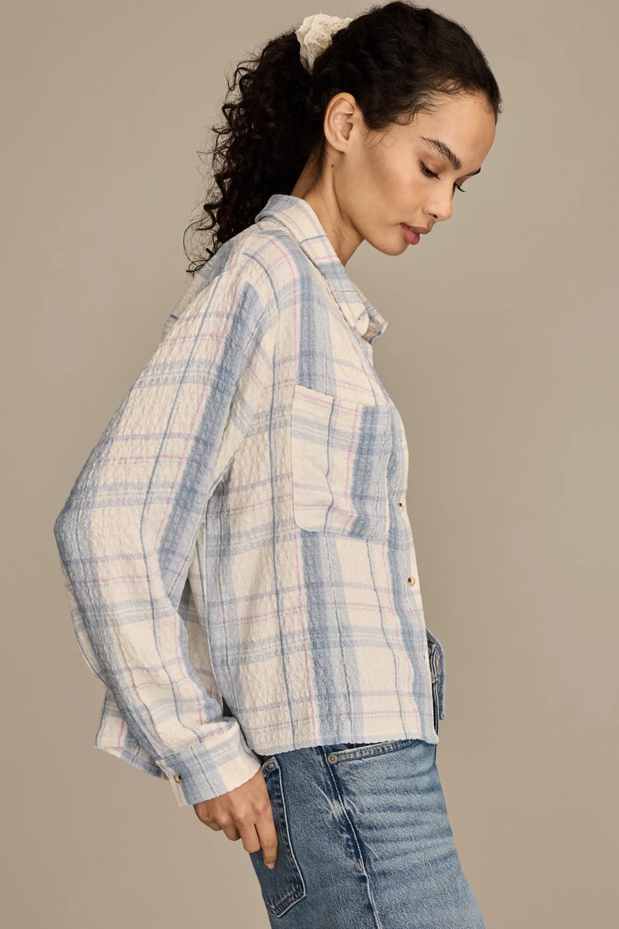 CROPPED PLAID DRAPEY SHIRT, image 4
