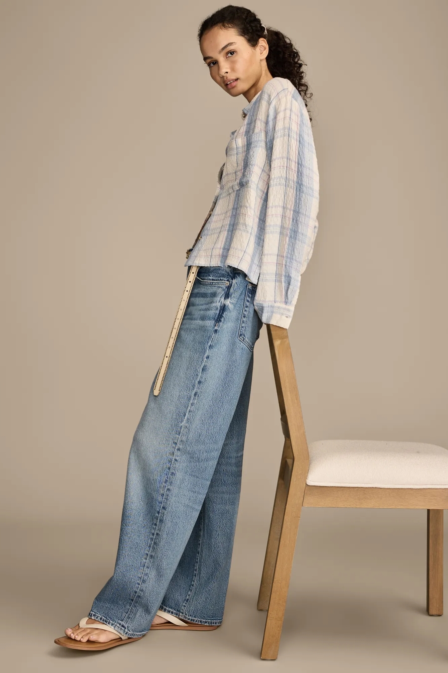 CROPPED PLAID DRAPEY SHIRT, image 5