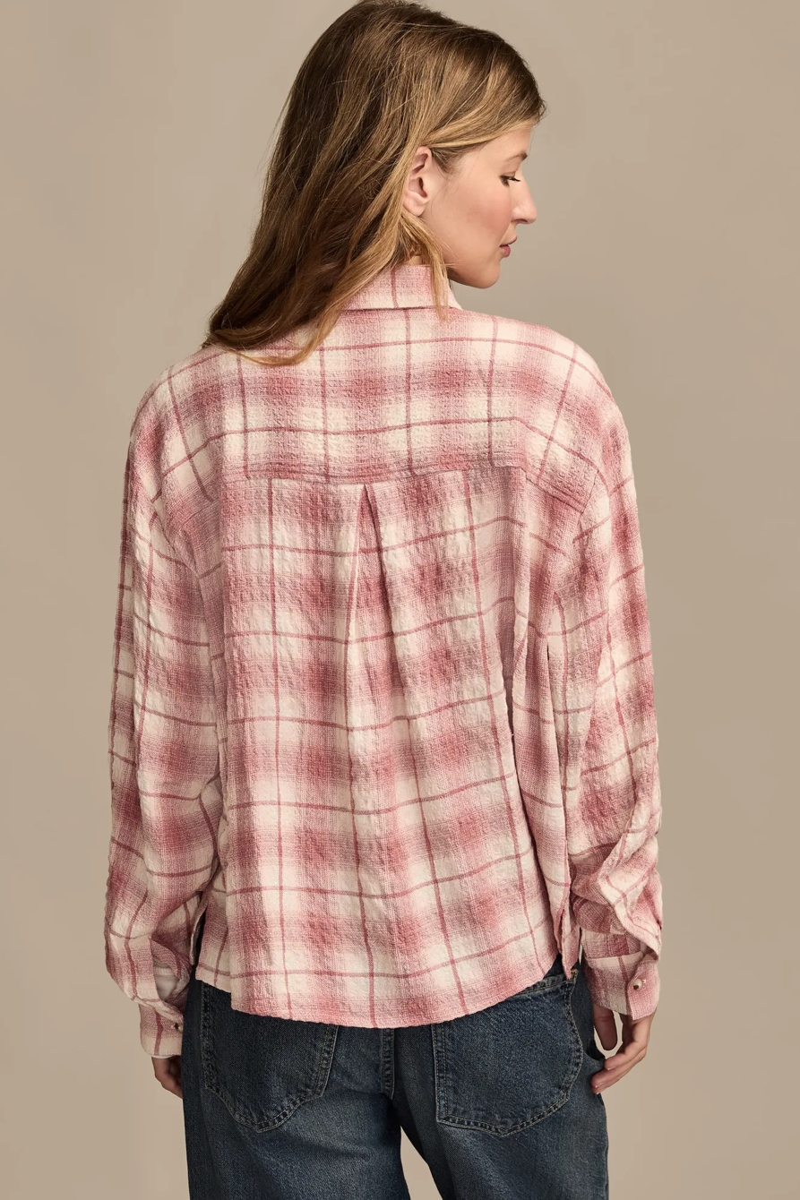 CROPPED PLAID DRAPEY SHIRT, image 3