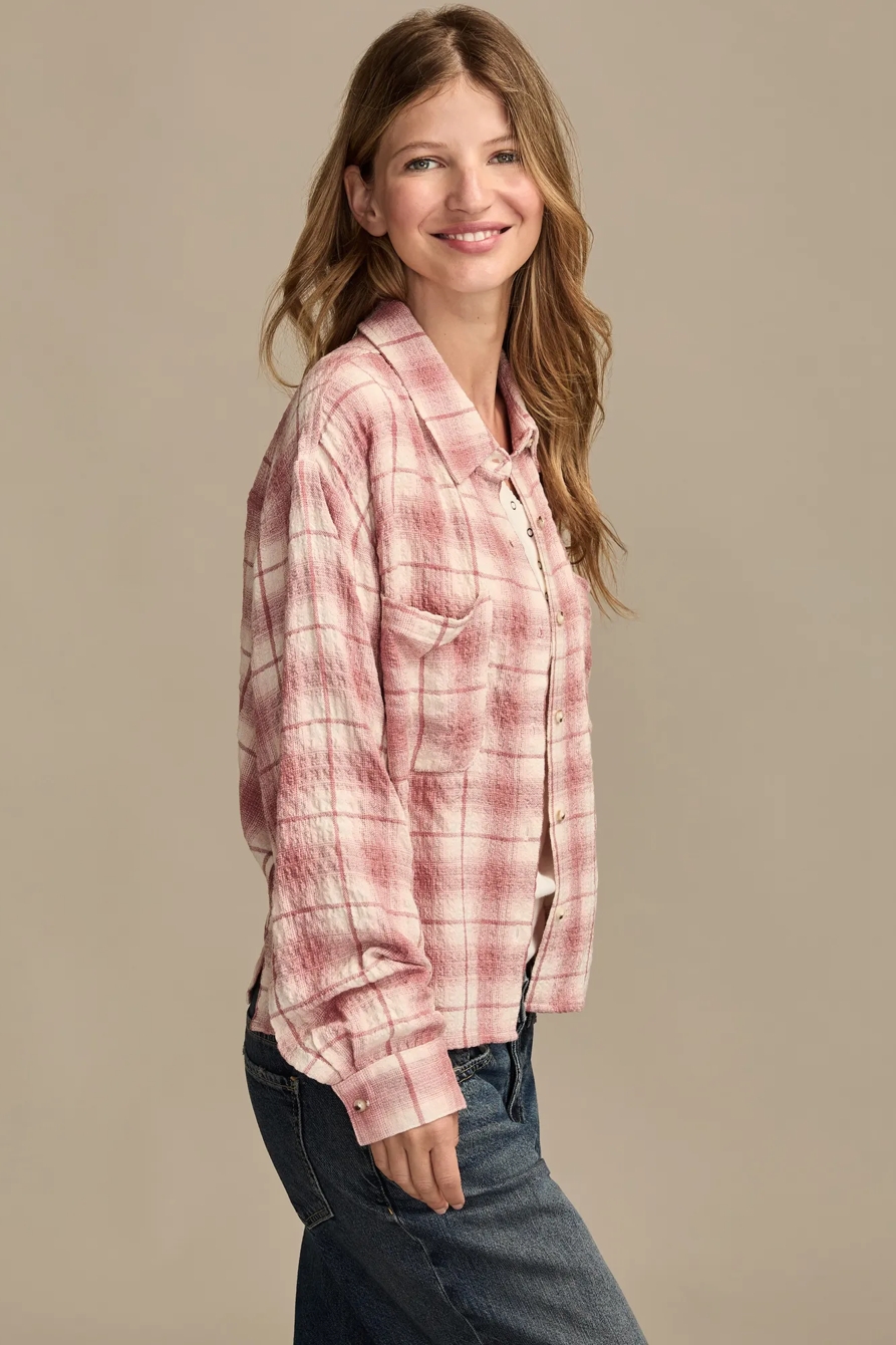 CROPPED PLAID DRAPEY SHIRT, image 4